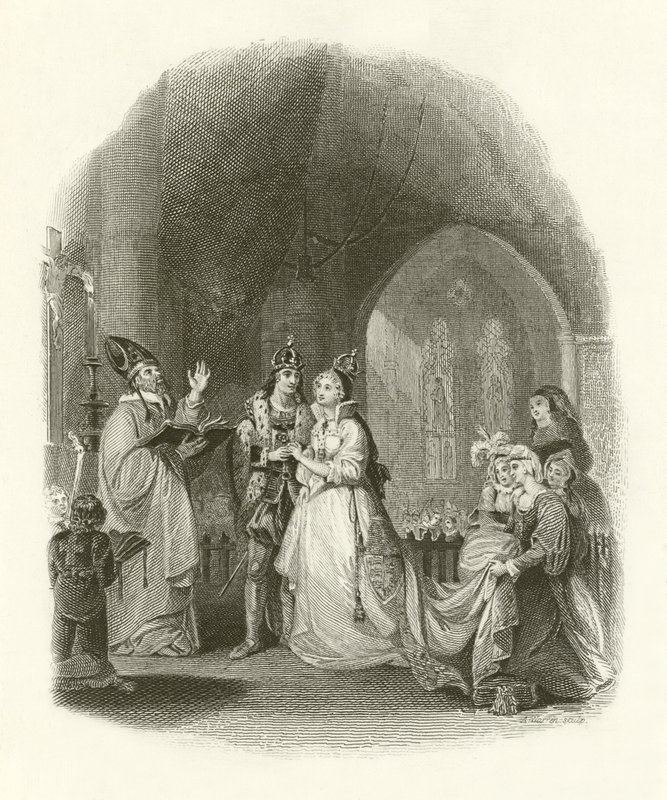 Matrimonio di Enrico VII con Elisabetta di York da English School