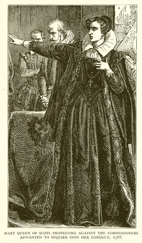 Maria Stuarda protesta contro i commissari incaricati di indagare sulla sua condotta, 1568 da English School
