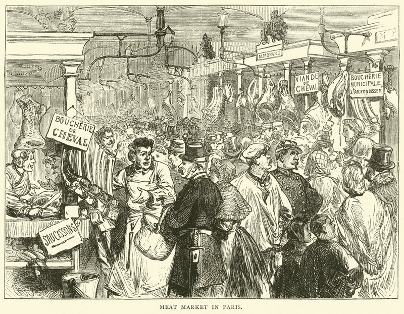 Mercato della carne a Parigi, ottobre 1870 da English School