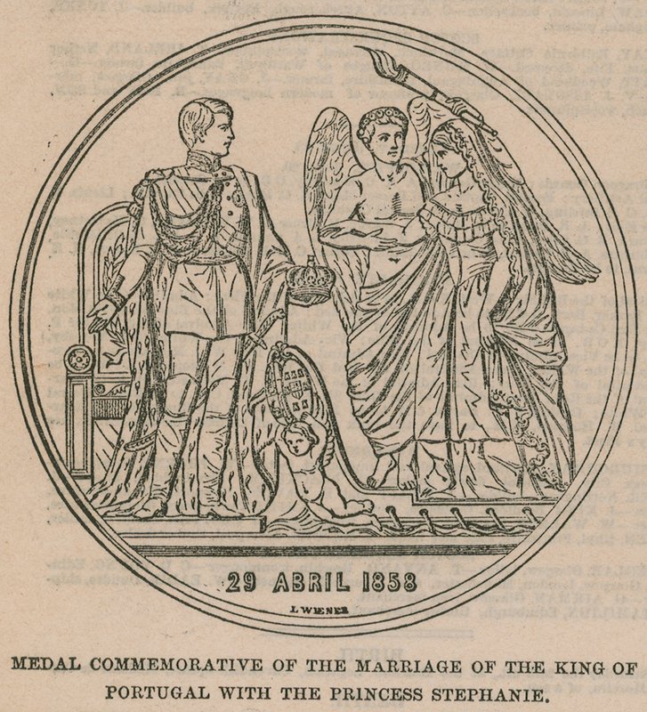 Medaglia commemorativa del matrimonio del Re del Portogallo con la Principessa Stephanie da English School