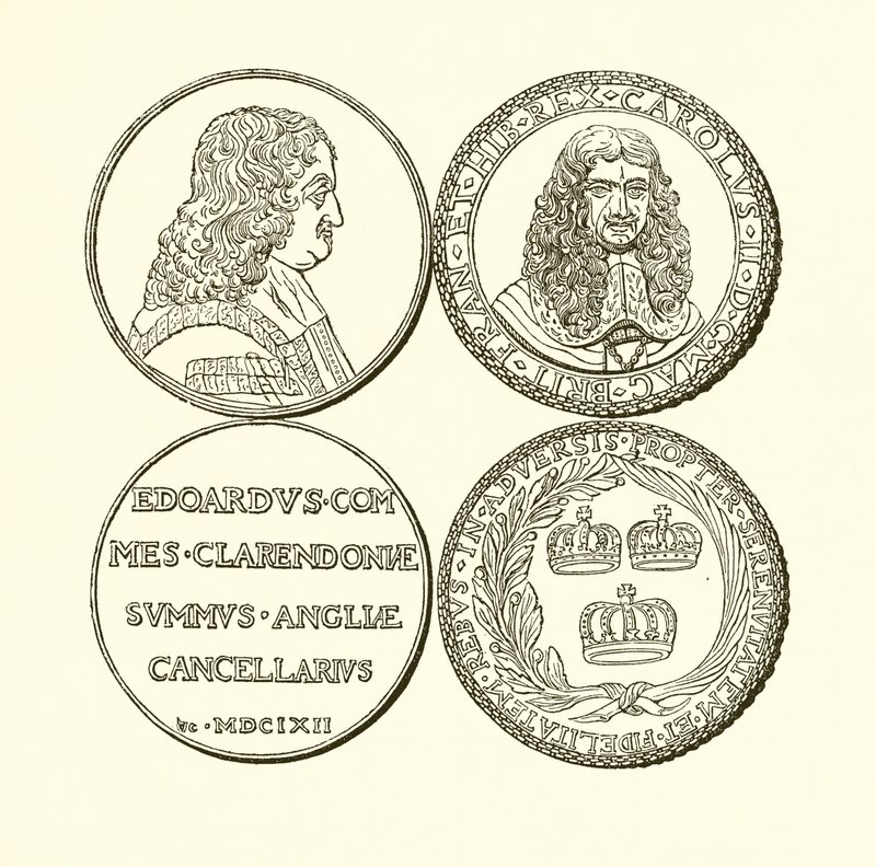 Medaglia di Clarendon e Medaglia in Commemorazione della Restaurazione da English School