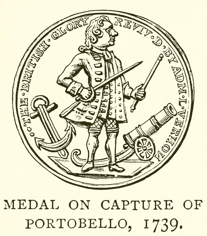 Medaglia sulla cattura di Portobello, 1739 da English School