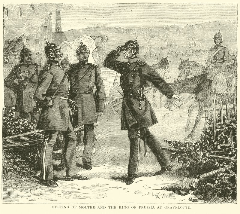 Incontro tra Moltke e il re di Prussia a Gravelotte, agosto 1870 da English School