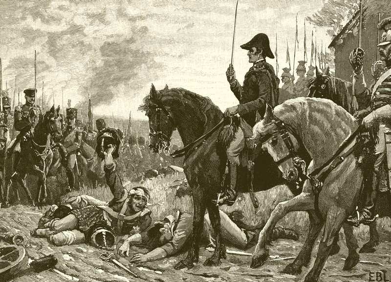 Incontro di Wellington e Blucher dopo la battaglia di Waterloo da English School