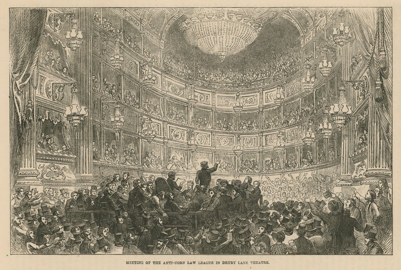 Riunione della Anti-Corn Law League al Drury Lane Theatre da English School