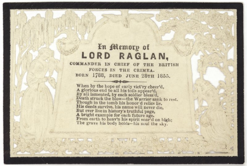 Biglietto commemorativo in memoria di Lord Raglan da English School