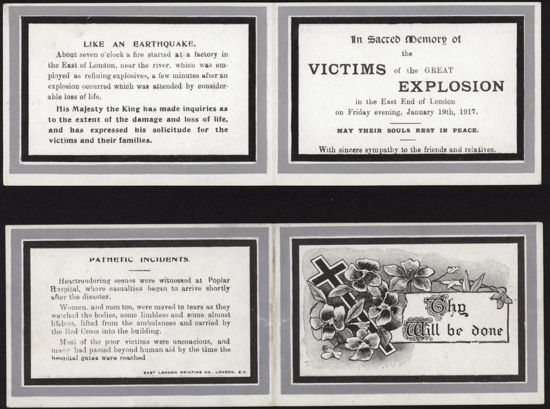 Biglietto commemorativo in sacra memoria delle vittime della Grande Esplosione da English School