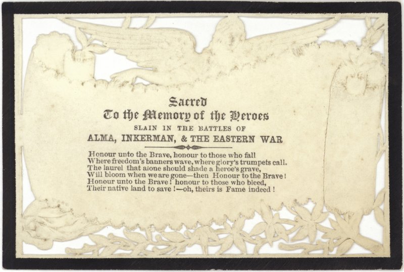 Biglietto commemorativo alla memoria degli eroi caduti in guerra da English School
