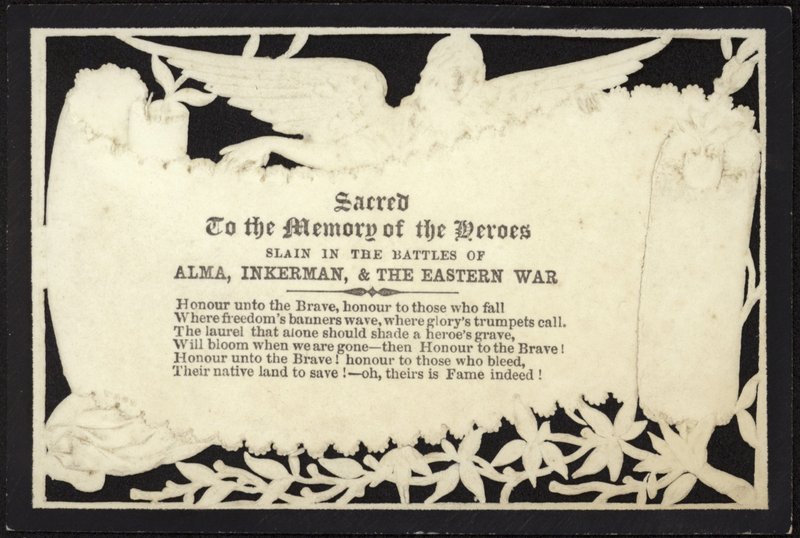 Biglietto commemorativo alla memoria degli eroi caduti in guerra da English School