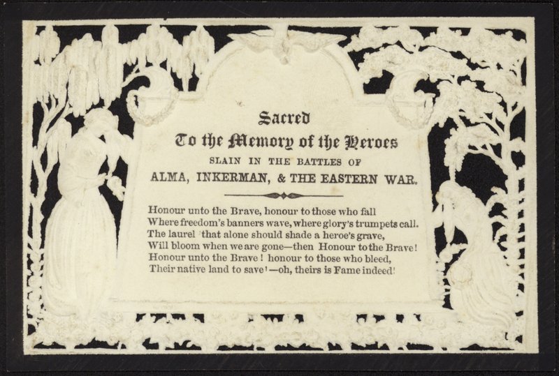 Biglietto commemorativo alla memoria degli eroi caduti in guerra da English School