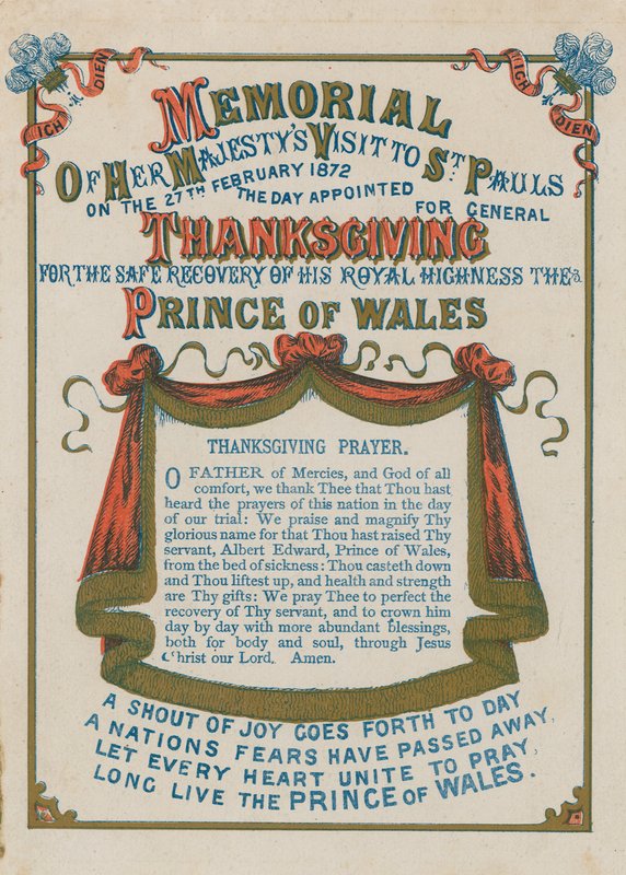 Memoriale della visita di Sua Maestà alla Cattedrale di San Paolo, Londra, 27 febbraio 1872 da English School