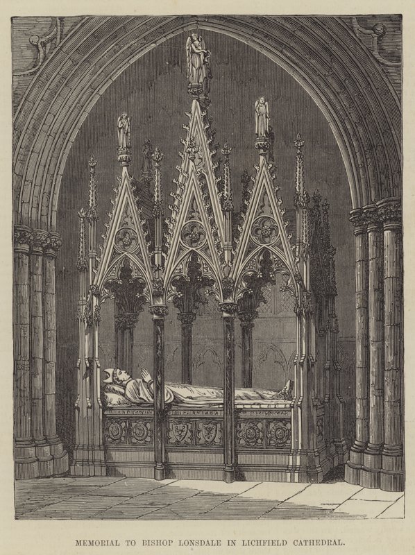 Memoriale al vescovo Lonsdale nella cattedrale di Lichfield da English School