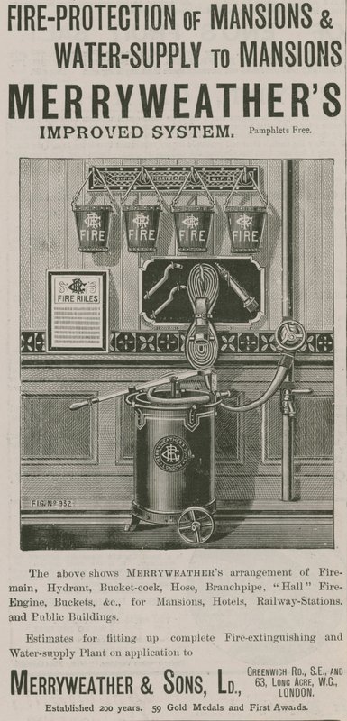 Sistema migliorato di protezione antincendio e approvvigionamento idrico di Merryweather per le dimore da English School