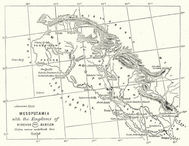 Mesopotamia con i regni di Ninive e Babilonia (incisione) da English School