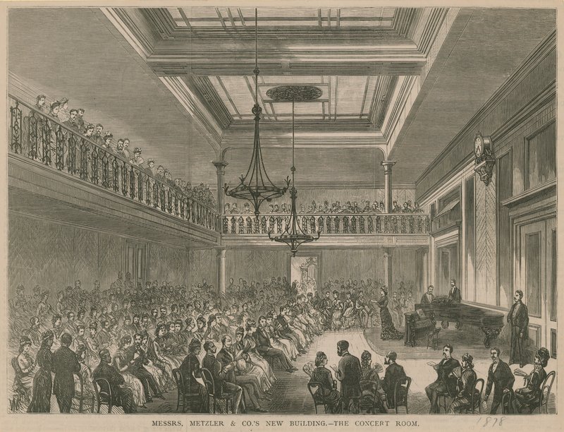 Nuovo edificio di Messrs Metzler & Co - la sala da concerto da English School