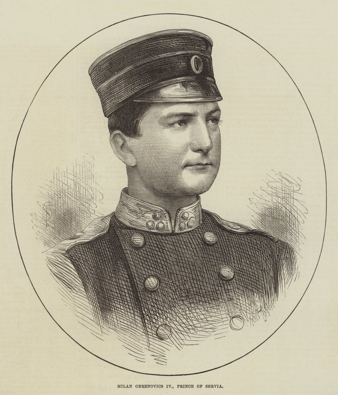 Milan Obrenovics IV, Principe di Serbia (incisione) da English School