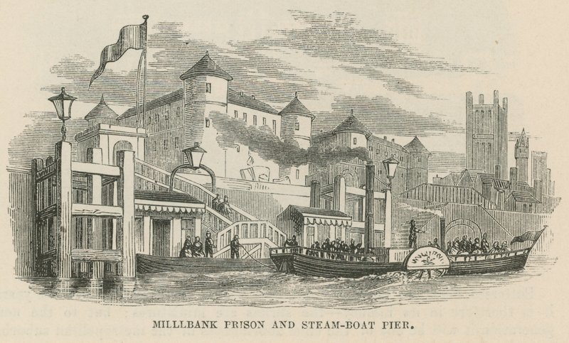 Prigione di Millbank e molo del battello a vapore da English School