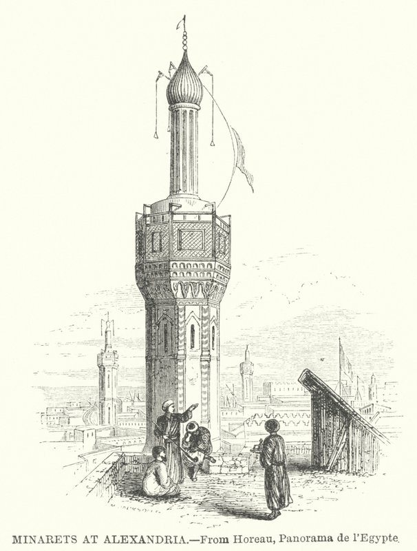 Minareti ad Alessandria (incisione) da English School