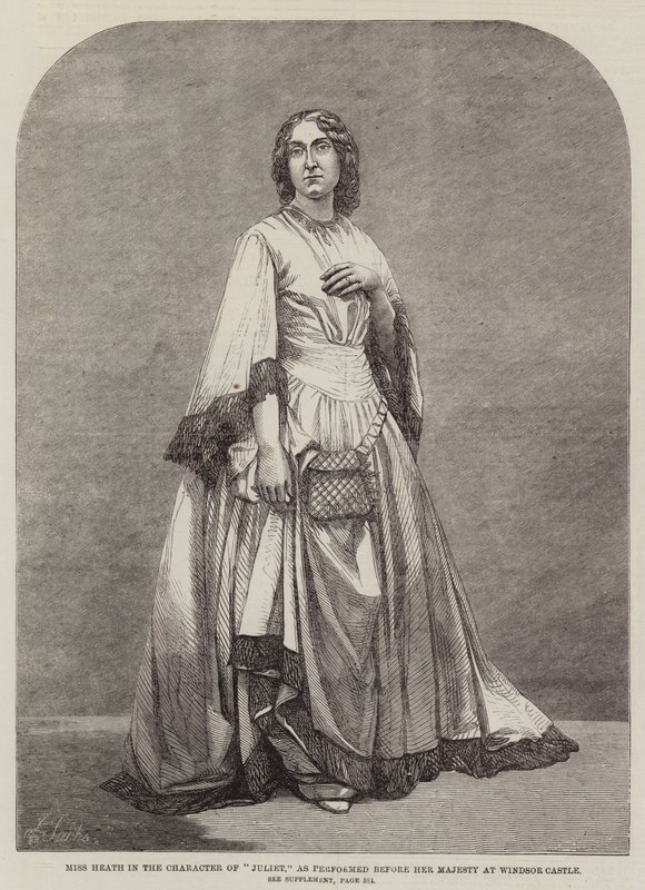 Miss Heath nel ruolo di Giulietta, come rappresentato davanti a Sua Maestà al Castello di Windsor da English School