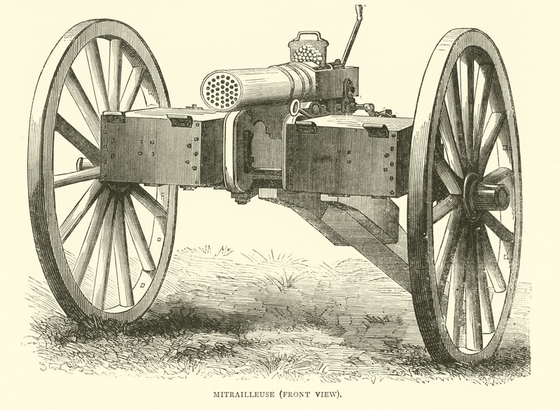 Mitrailleuse, vista frontale, agosto 1870 da English School
