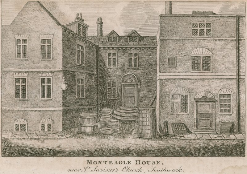 Monteagle House, vicino alla Chiesa di San Salvatore, Southwark, Londra da English School