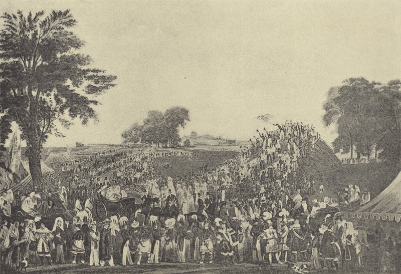 Cerimonia di Montem a Salt Hill, 1838 da English School