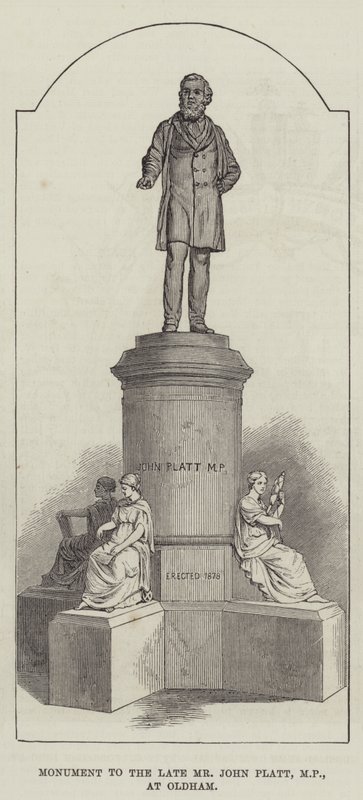 Monumento al defunto signor John Platt, MP, a Oldham da English School