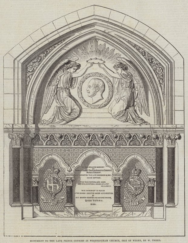 Monumento al defunto Principe Consorte nella Chiesa di Whippingham, Isola di Wight, di W Theed (incisione) da English School