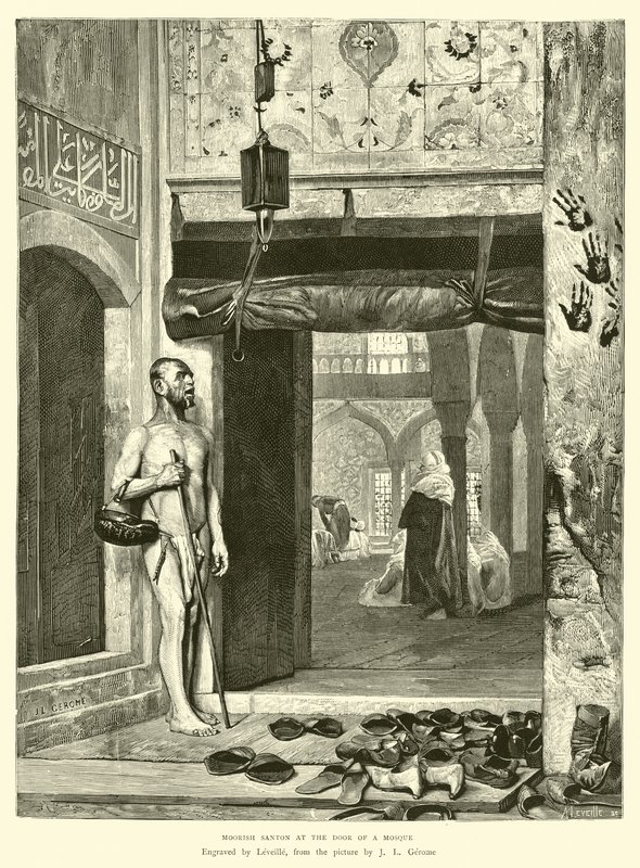 Santon moresco alla porta di una moschea da English School