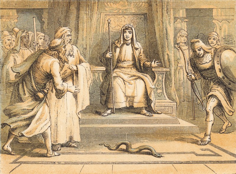 Mosè e Aronne davanti al Faraone da English School