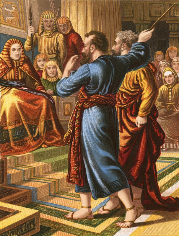 Mosè e Aronne davanti al Faraone da English School