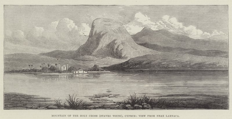 Montagna della Santa Croce (Stavro Vouni), Cipro, vista da vicino a Larnaca da English School