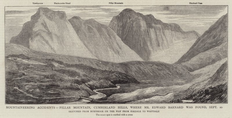 Incidenti di montagna, Pillar Mountain, Cumberland Hills, dove è stato trovato il signor Edward Barnard da English School