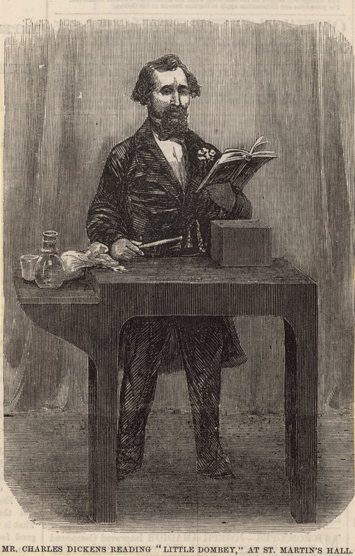 Mr Charles Dickens legge Little Dombey alla St Martins Hall da English School