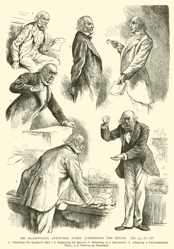 Gli atteggiamenti di Mr Gladstone quando si rivolge alla Camera da English School