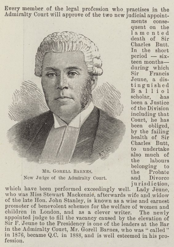 Il signor Gorell Barnes, nuovo giudice della Corte dell