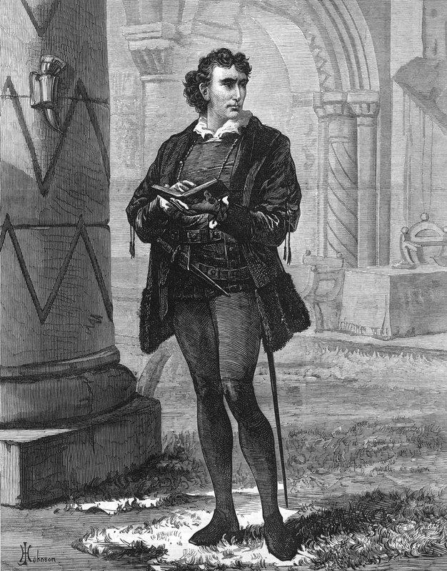 Mr Henry Irving come Amleto al Lyceum Theatre da English School
