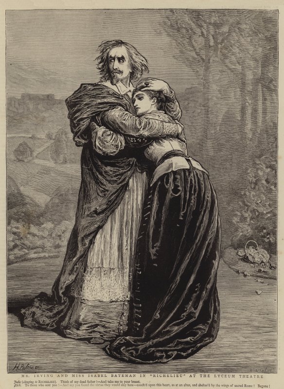 Mr Irving e Miss Isabel Bateman in "Richelieu" al Lyceum Theatre (incisione) da English School