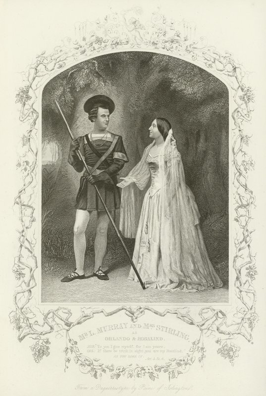 Mr L Murray e Mrs Stirling come Orlando e Rosalind, Come vi piace, Atto V, scena iv da English School