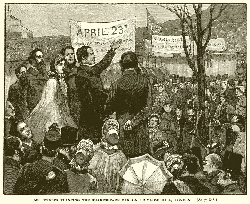 Mr. Phelps pianta la Quercia di Shakespeare a Primrose Hill, Londra da English School