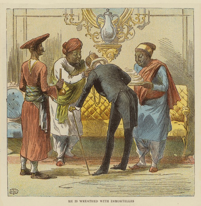 Festa di matrimonio di Mr Row Bahawdur Ramchunder Gopaldas (litografia a colori) da English School