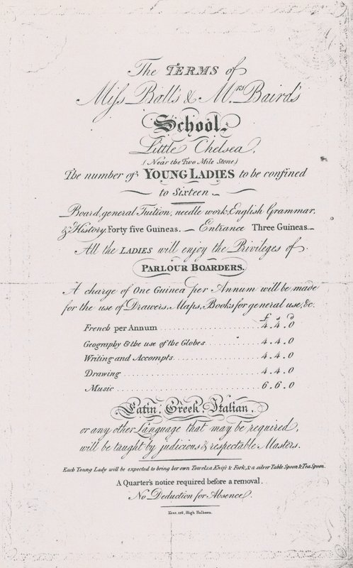 Scuola di Mrs Balls e Mrs Bairds da English School