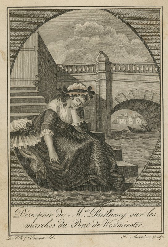 La signora Bellamy in disperazione sui gradini del Westminster Bridge da English School