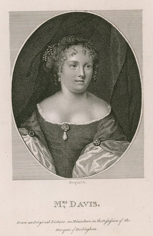 Mrs Davis, da un quadro originale in miniatura in possesso del Marchese di Buckingham da English School