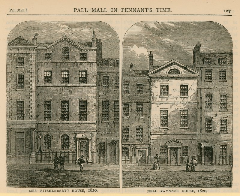 La casa di Mrs Fitzherbert e la casa di Nell Gwynne, 1820 da English School