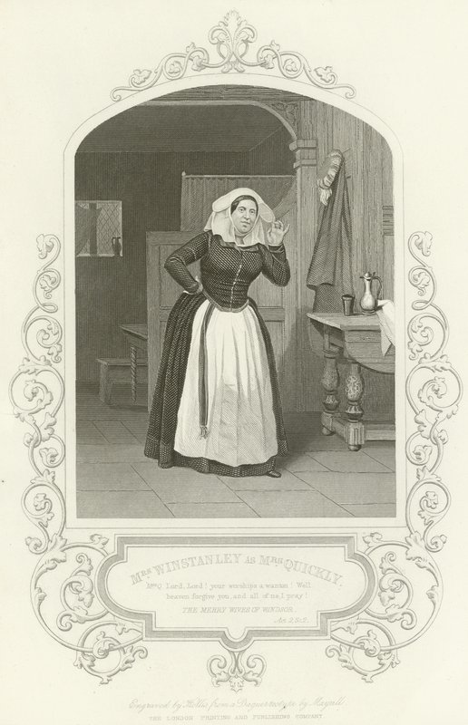Mrs Winstanley come Mrs Quickly, Le allegre comari di Windsor, Atto II, scena ii da English School
