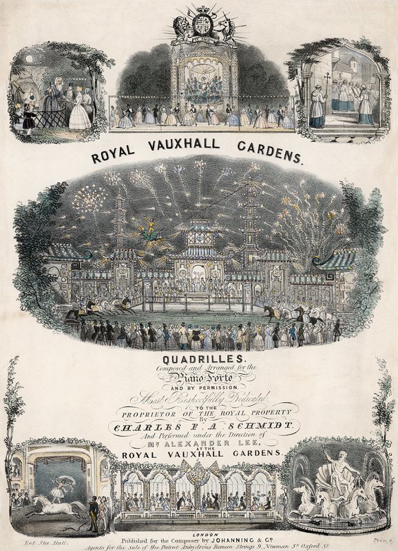 Partitura musicale per Royal Vauxhall Gardens Quadrilles di Charles F A Schmidt da English School