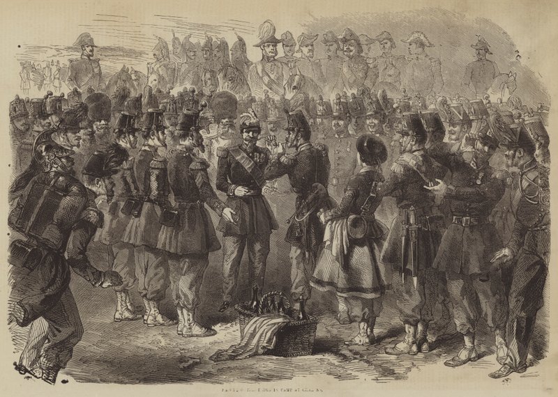 Napoleone III in campo a Chalons (incisione) da English School
