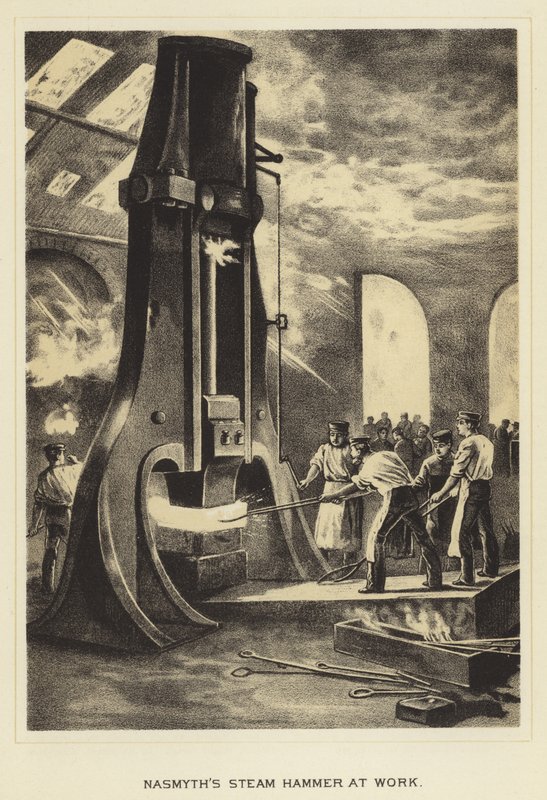 Il martello a vapore di Nasmyth al lavoro da English School