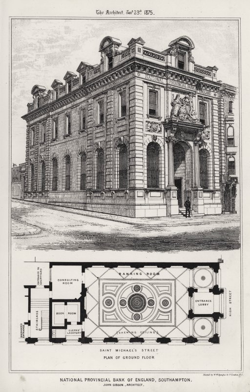 National Provincial Bank of England, Southampton (incisione) da English School